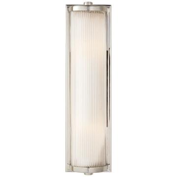 Dresser Long Glass Rod Light in Polished Nickel with Frosted Glass Liner