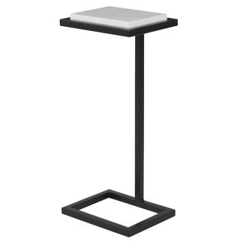 Served Accent Table White Marble & Black