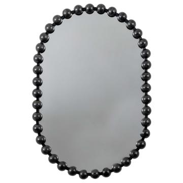 Beaded Black Oval Mirror