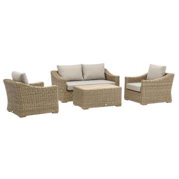 Fairford Outdoor 2 Seat Sofa with 2 Sofa Chairs & Rectangle Coffee Table