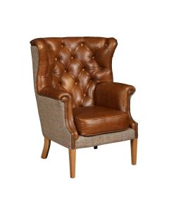 Winchester Chair Leather and Harris Tweed